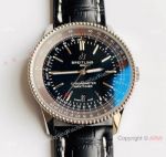 V7 Factory Swiss Replica Breitling Navitimer 1 Watch Black Dial Black Leather Strap